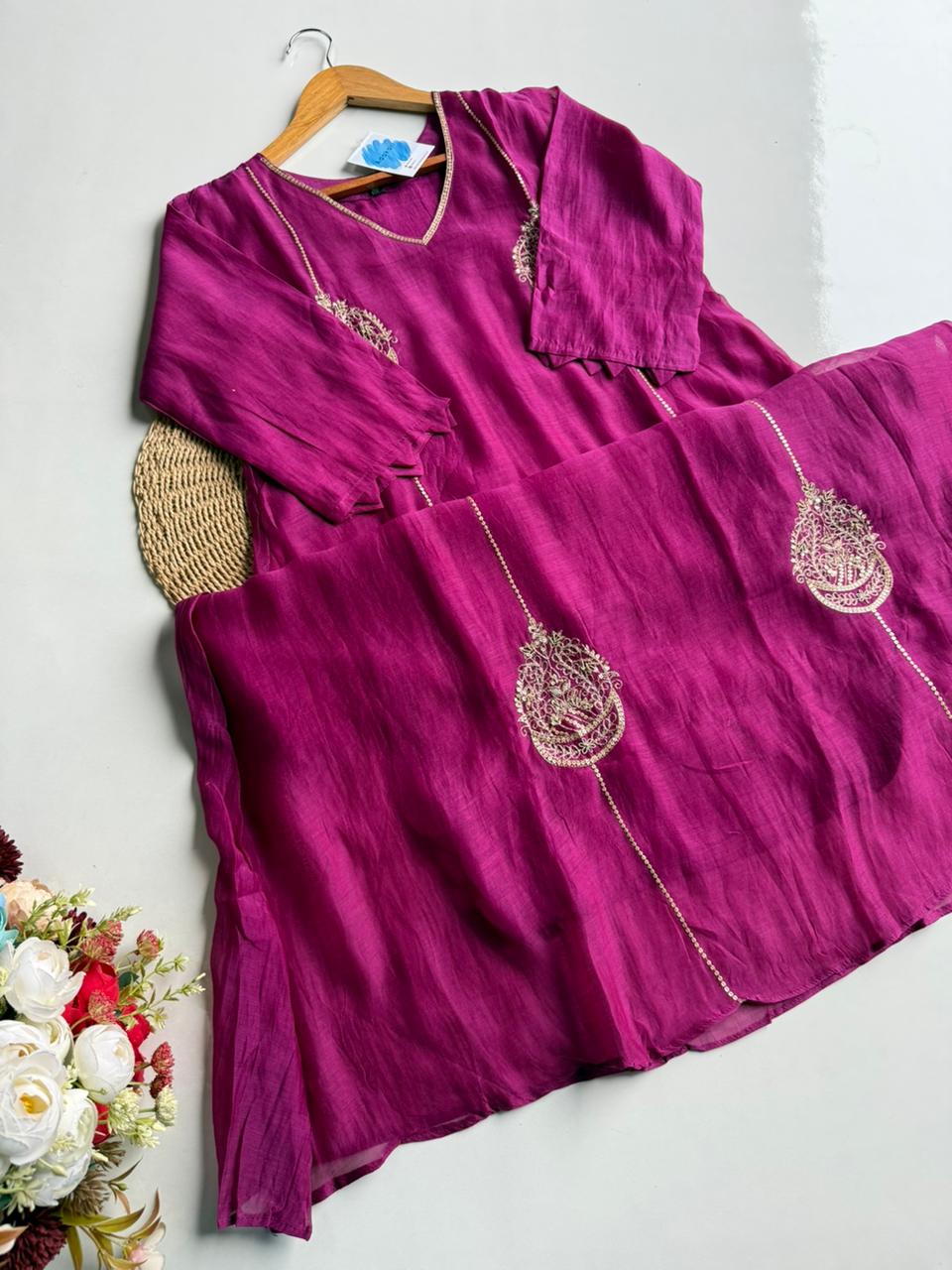 Rich Magenta Chanderi Suit Set