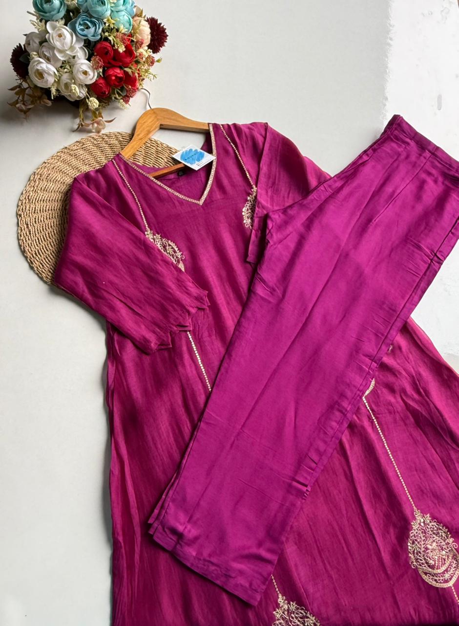 Rich Magenta Chanderi Suit Set